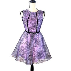 Windsor Purple Fit and Flare Floral Prom Dress Party NWT Size 3